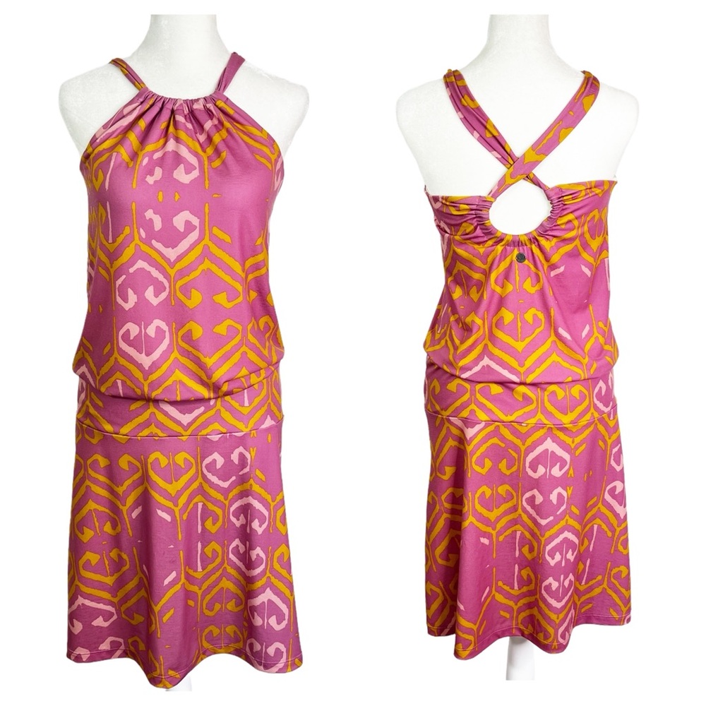 NWOT Prana Avore Halter Crossback Strap Exercise Dress Cassis Azulejos Womens S
